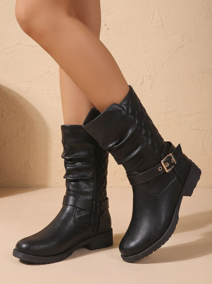 Women's Cowboy Boots Mid-Calf Casual Block Heel in Gold-coloured 4