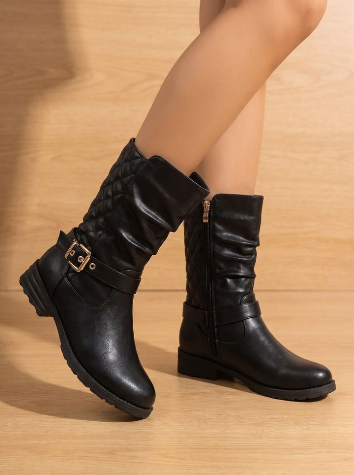 Women's Cowboy Boots Mid-Calf Casual Block Heel in Gold-coloured 5