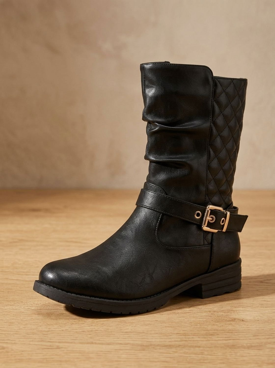 Women's Cowboy Boots Mid-Calf Casual Block Heel in Gold-coloured 9