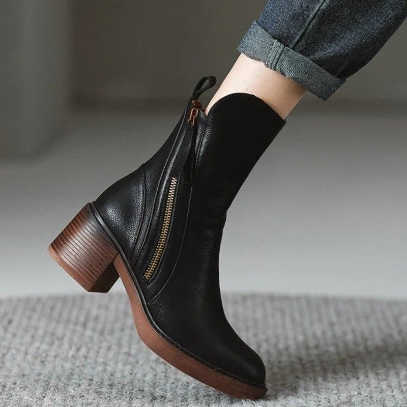Women's Cowboy Boots Sleek Ankle Leather in Black