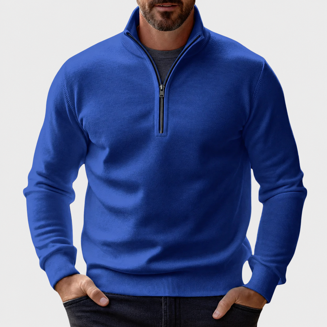 Women's Cozy Fitted Zip-Up Sweater in Blue