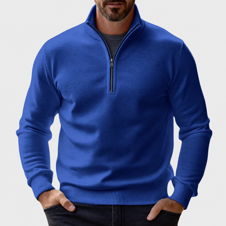 Women's Cozy Fitted Zip-Up Sweater in Blue