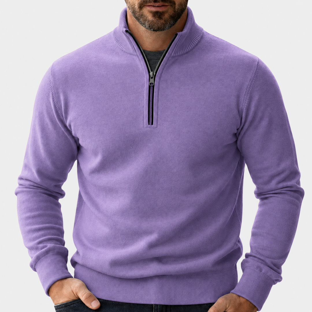 Women's Cozy Fitted Zip-Up Sweater in Purple