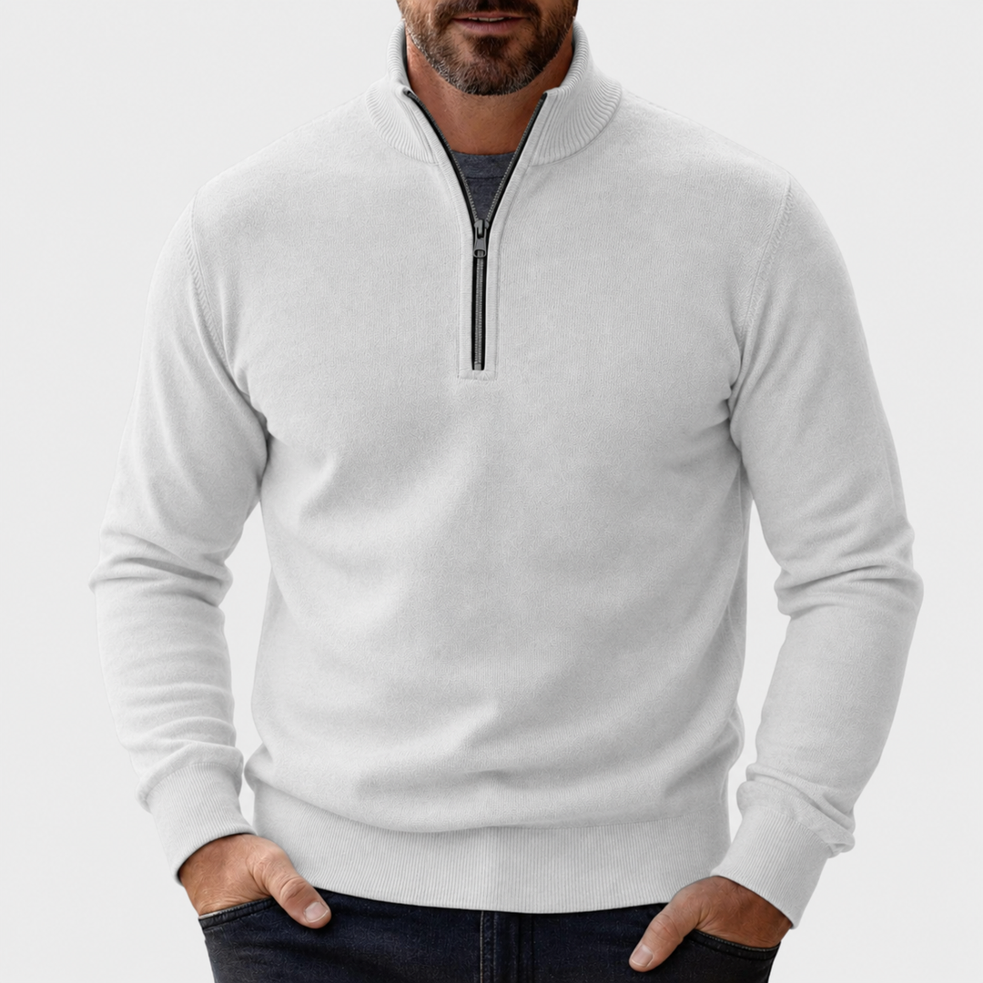 Women's Cozy Fitted Zip-Up Sweater in White