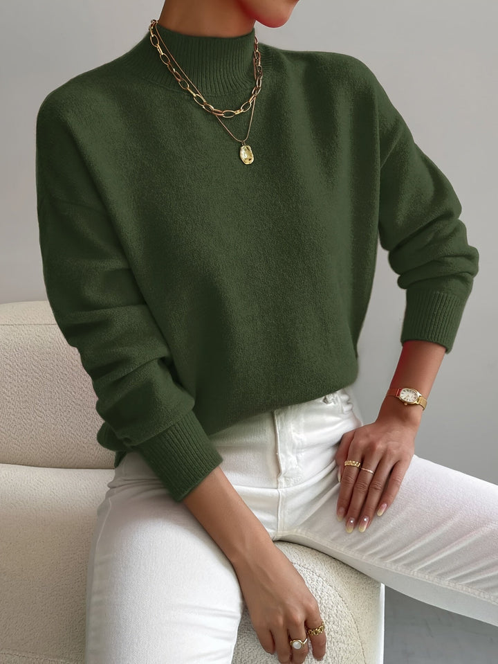 Women's Cozy Knit Turtleneck Sweater for Fall in Green