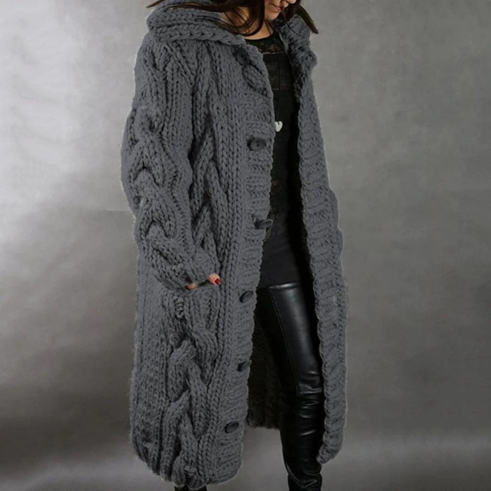 Women's Cozy Knit Ugly Christmas Sweater in Dark Grey