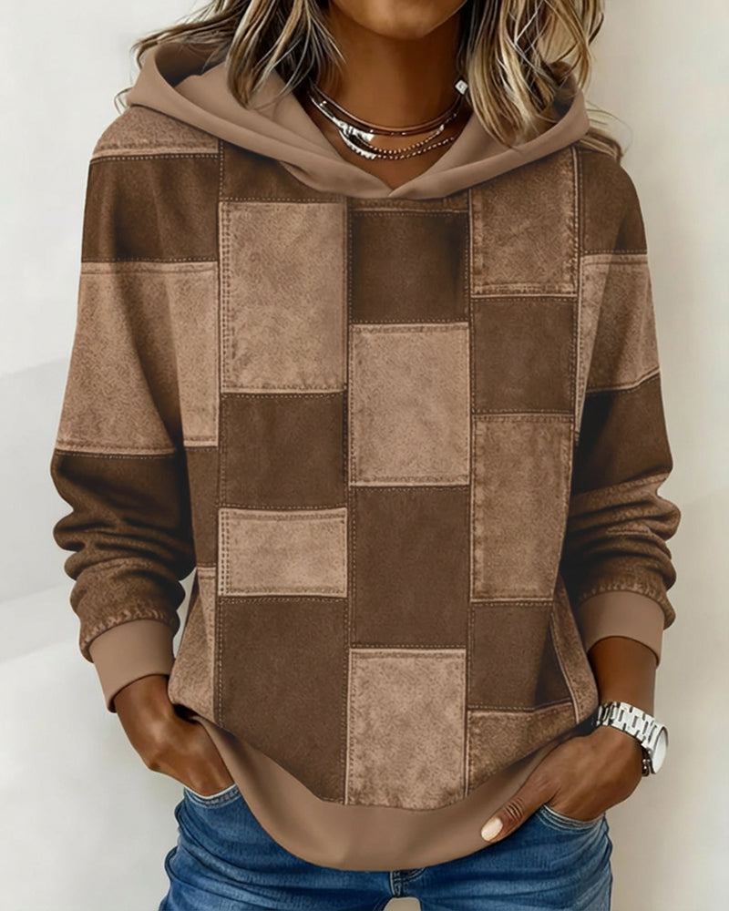 Women's Cozy Long Sleeve Hoodie for Fall in Brown