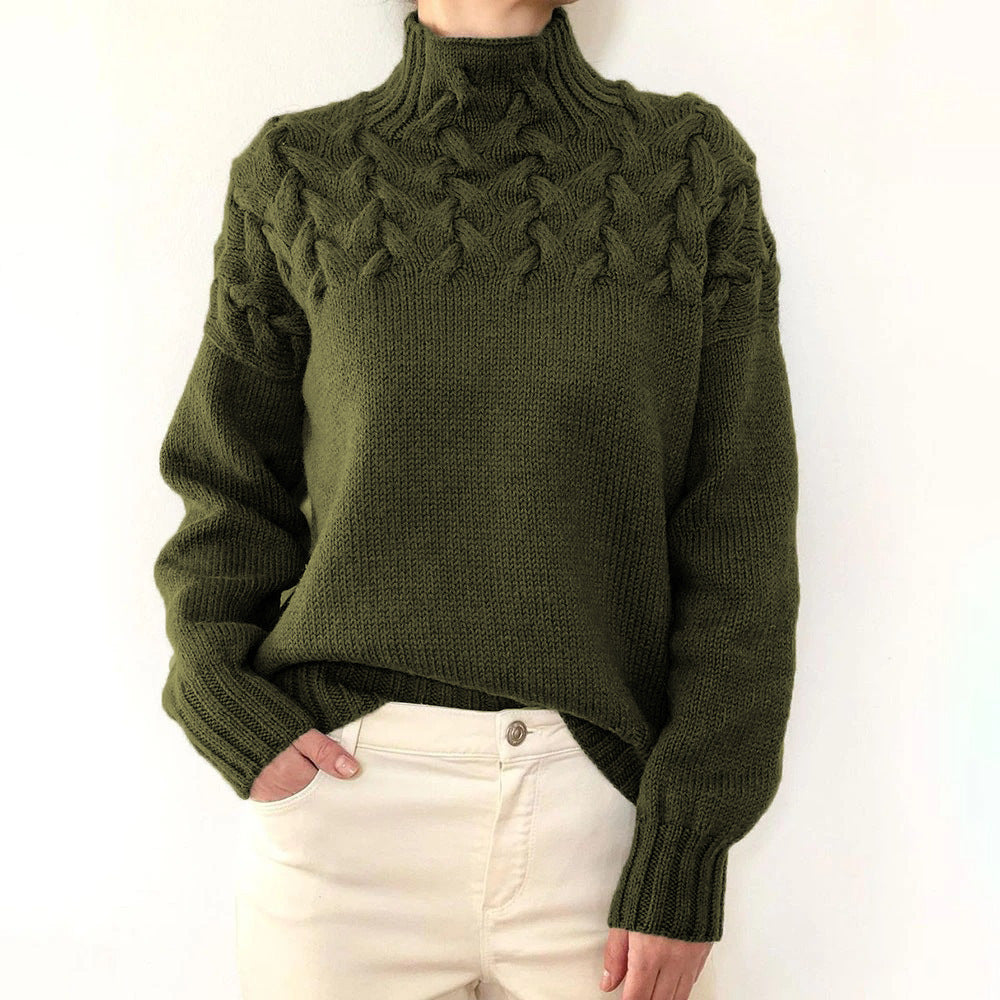 Women's Cozy Turtleneck Pullover for Layering in Dark Green