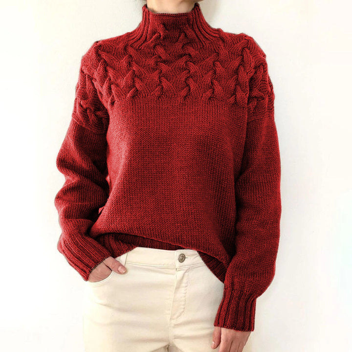 Women's Cozy Turtleneck Pullover for Layering in Red