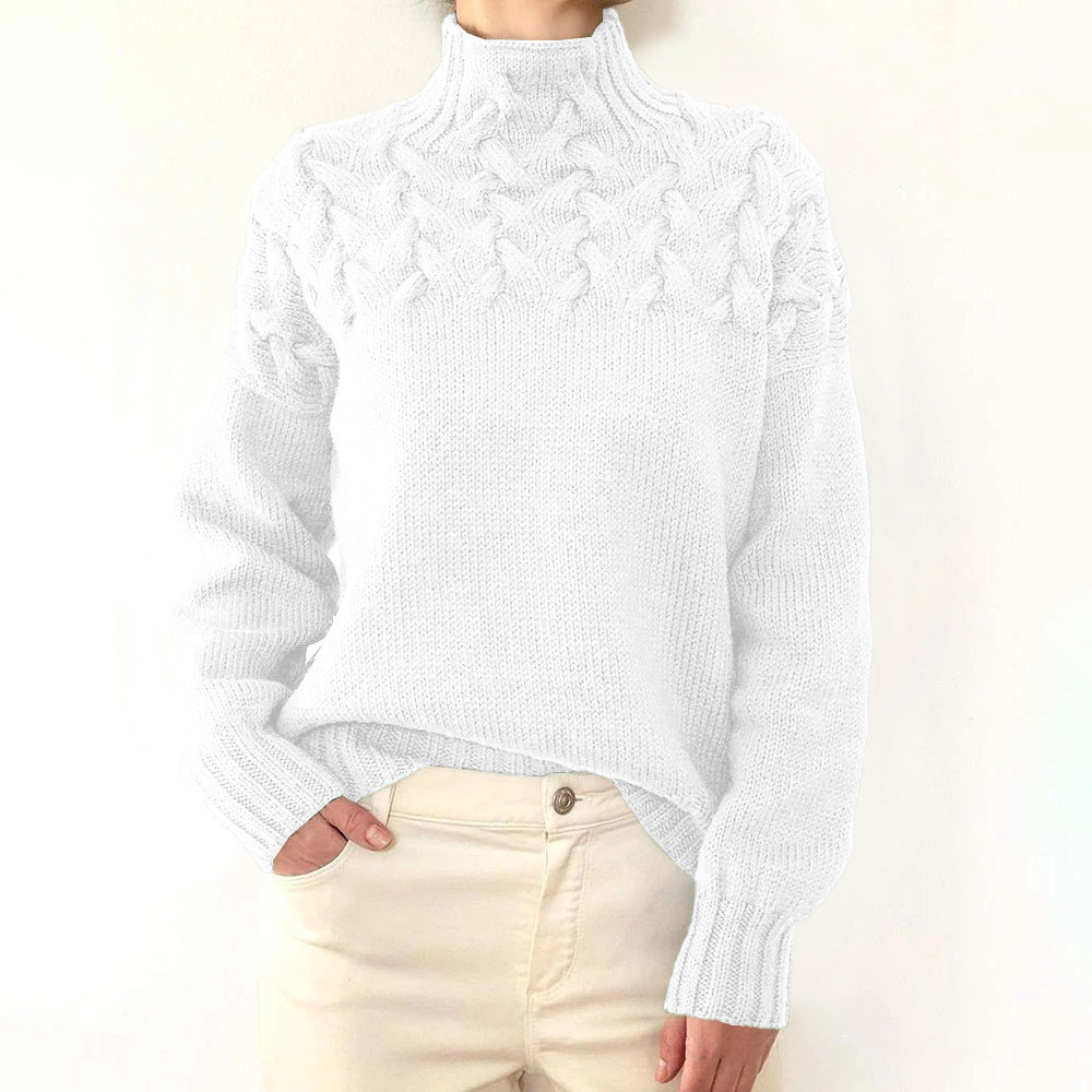 Women's Cozy Turtleneck Pullover for Layering in White