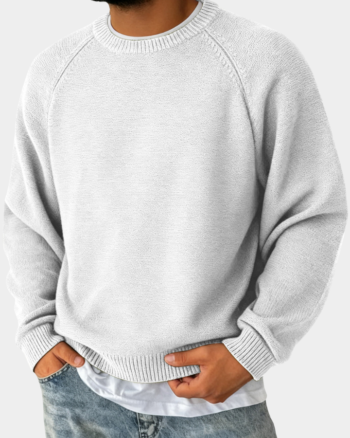 Women's Crew Neck Sweater for Fall Layering in White