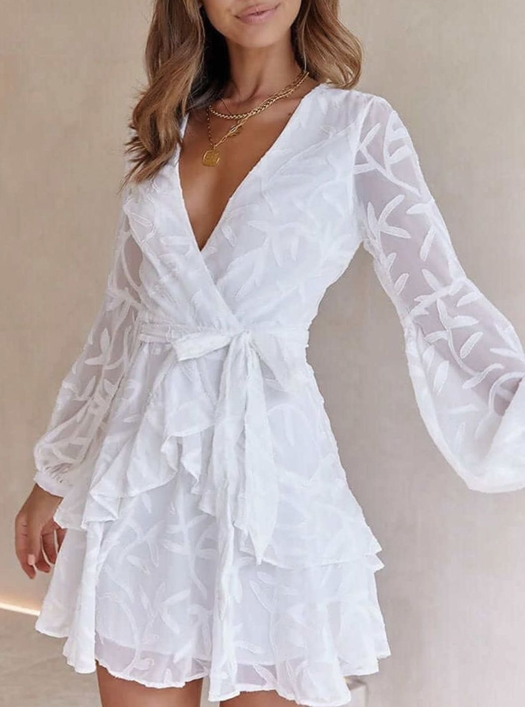 Women's Deep V-Neck Fall Wedding Guest Dress
