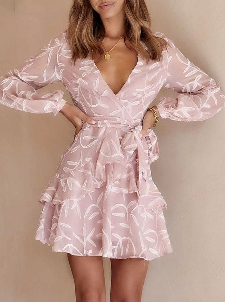 Women's Deep V-Neck Fall Wedding Guest Dress (3)