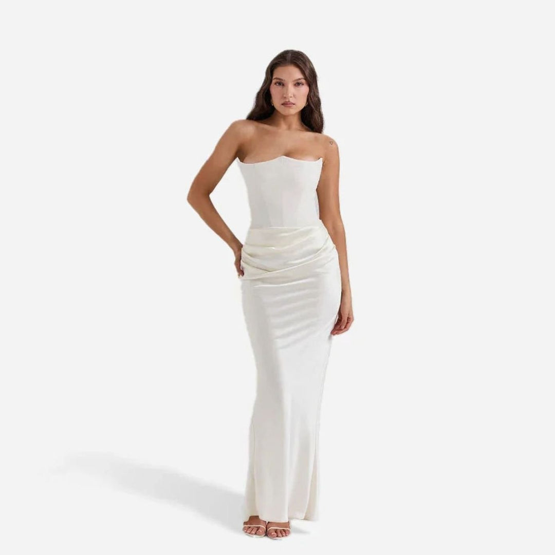 Women's Draped Maxi Fall Wedding Guest Dress in Pink 8