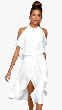 Zoey | Women's Draped Midi Cocktail Dress