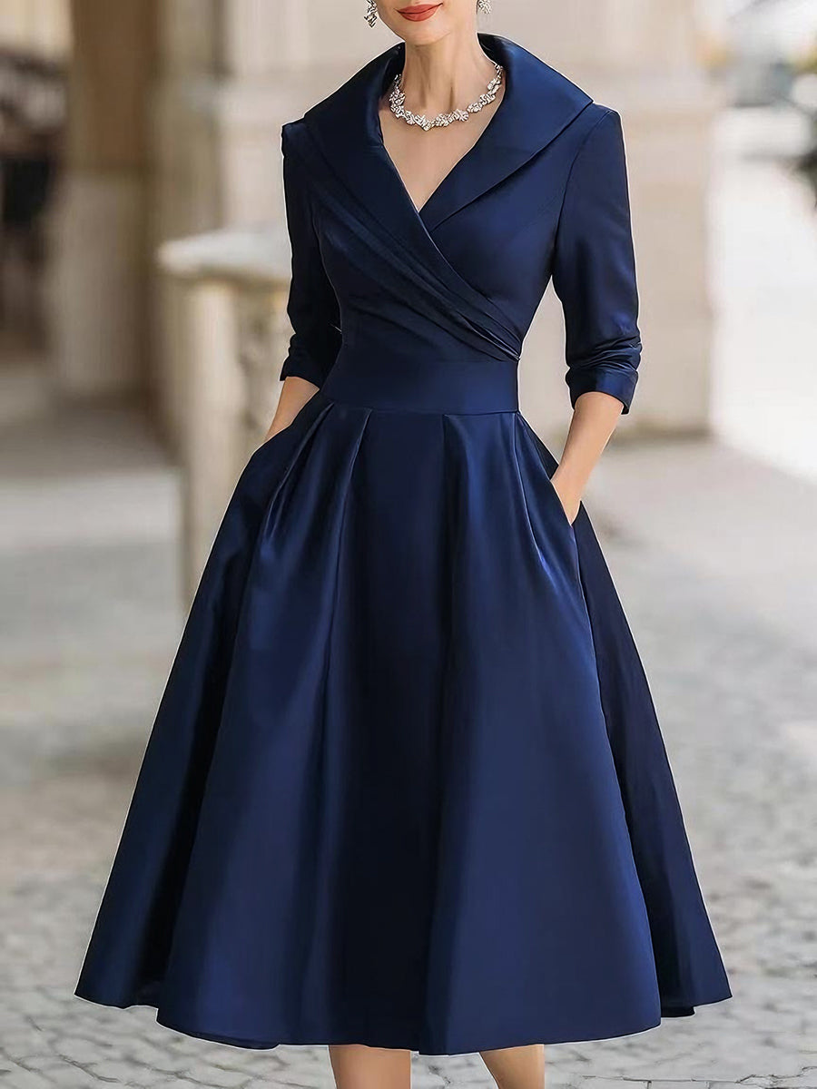 Women's Dress for Refined Formal Events in Navy Blue