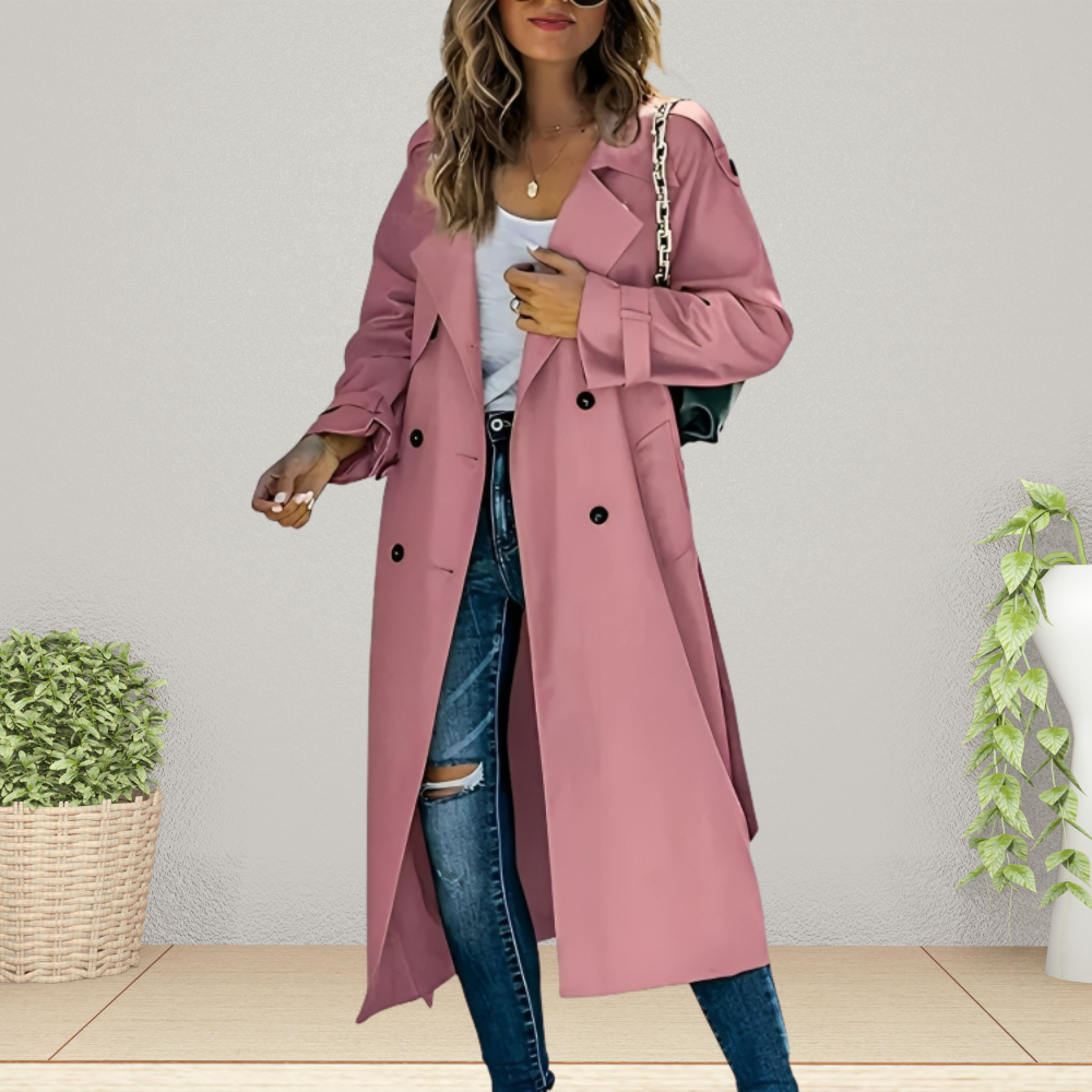 Women's Easy-Care Trenchcoat for Elegant Fall Style in Pink