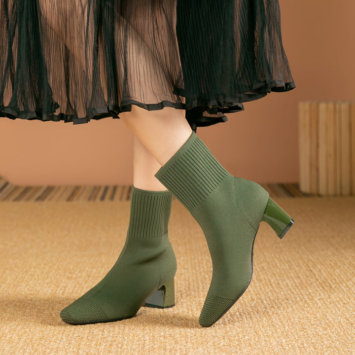 Women's Elegant Ankle Boots with Block Heel (7)