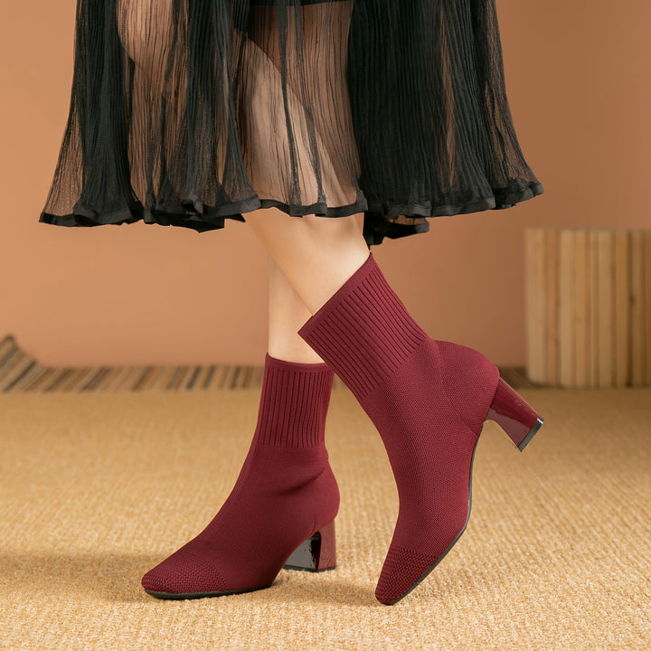 Women's Elegant Ankle Boots with Block Heel (9)