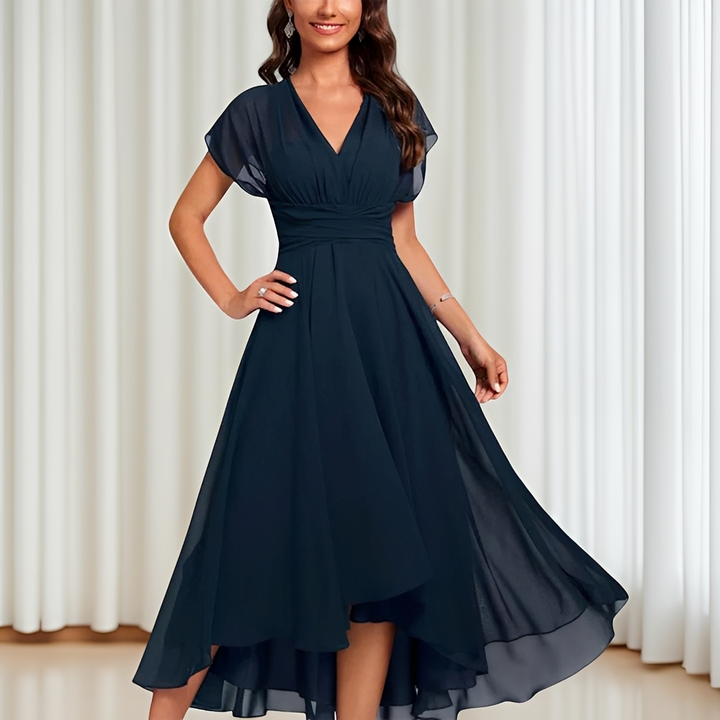 Women's Elegant Cocktail Dress for Wedding Guests in Blue