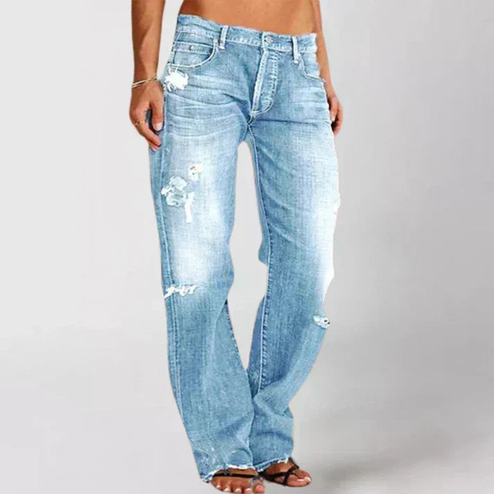Women's Elegant Comfortable High-Waist Jeans in Light Blue