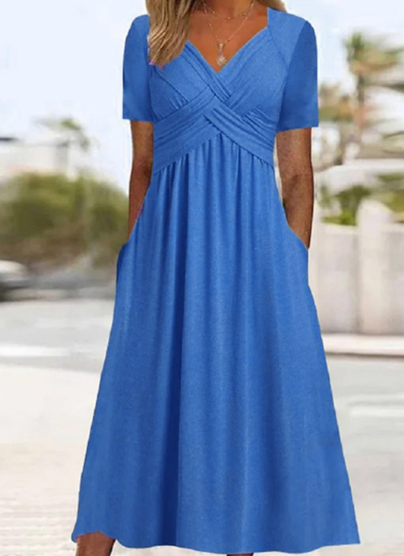 Women's Elegant Crossover Dress for Cocktails in Light Blue
