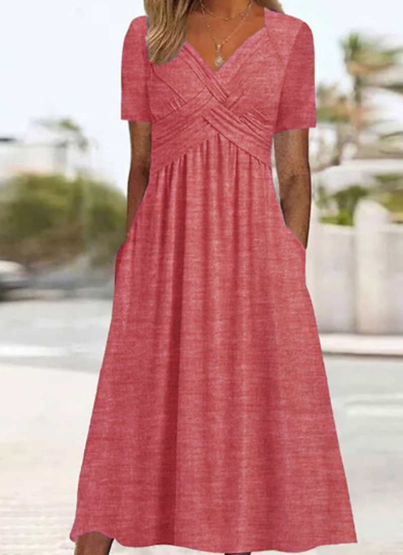 Women's Elegant Crossover Dress for Cocktails in Pink