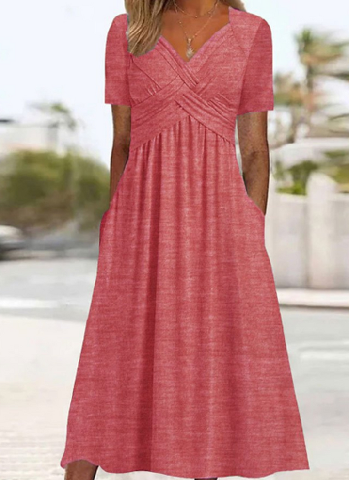 Women's Elegant Crossover Dress for Cocktails in Pink