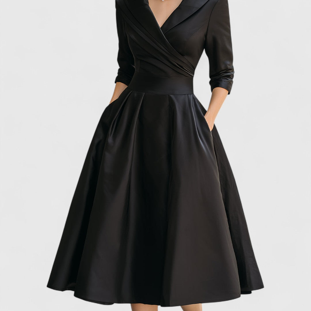 Women's Elegant Dress with Midi Flared Skirt (7)