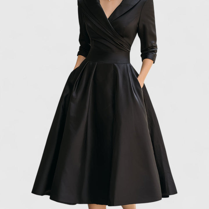 Women's Elegant Dress with Midi Flared Skirt (7)