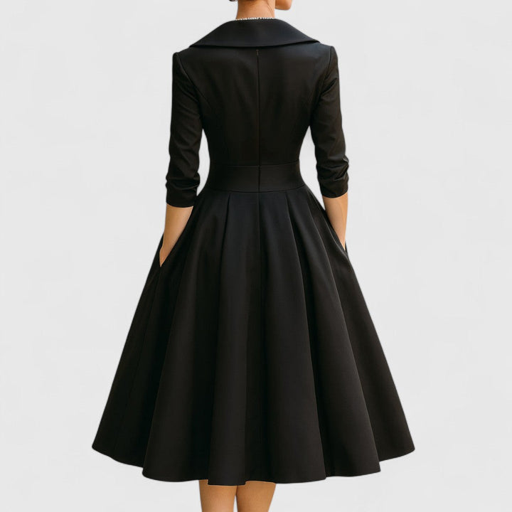 Women's Elegant Dress with Midi Flared Skirt (8)