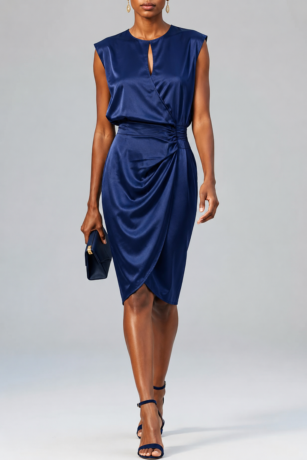Women's Elegant Evening Dress for Formal Galas in Navy