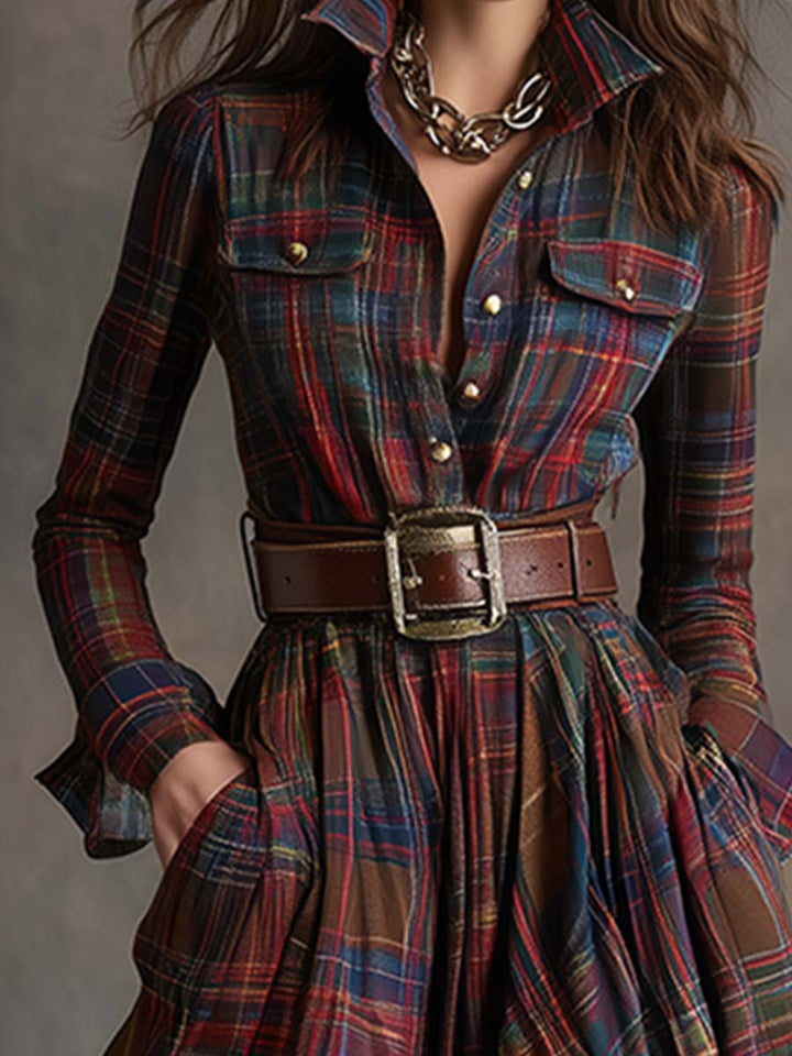 Women's Elegant Evening Dress in Vintage Plaid (3)