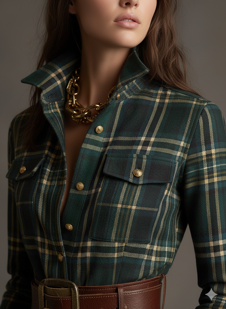Women's Elegant Evening Dress in Vintage Plaid (6)
