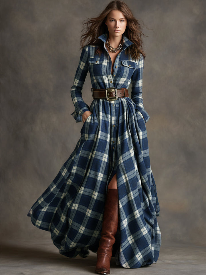 Women's Elegant Evening Dress in Vintage Plaid (8)