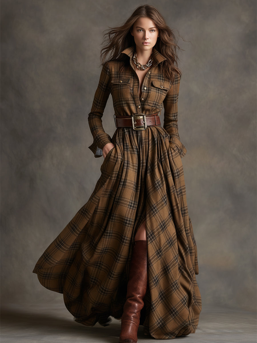 Women's Elegant Evening Dress in Vintage Plaid (9)