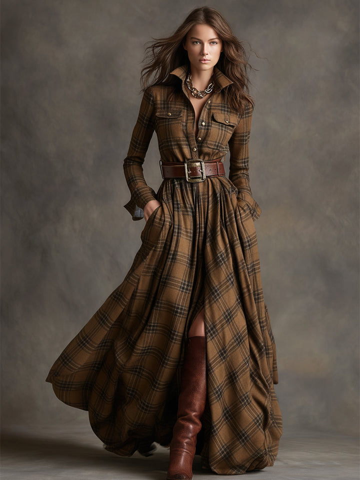 Women's Elegant Evening Dress in Vintage Plaid (9)