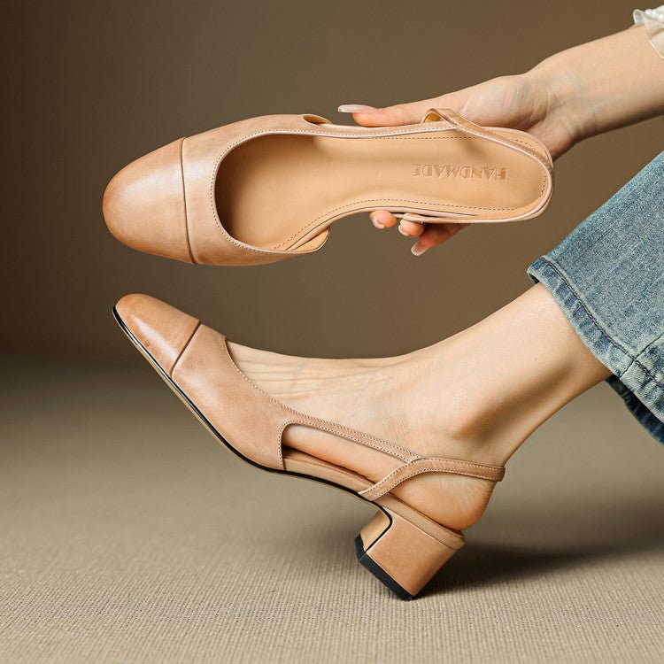 Women's Elegant Leather Pumps for Office Wear in Apricot