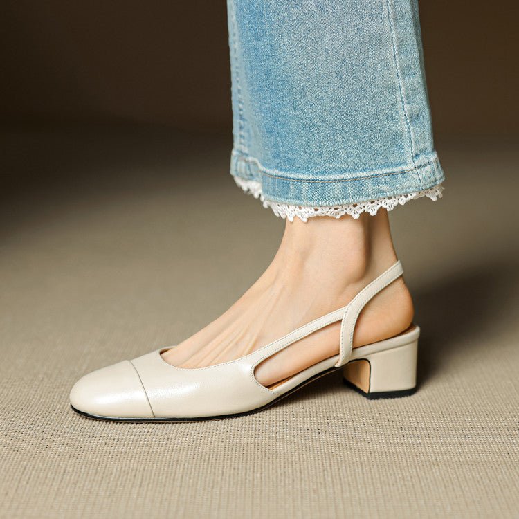 Women's Elegant Leather Pumps for Office Wear in Beige