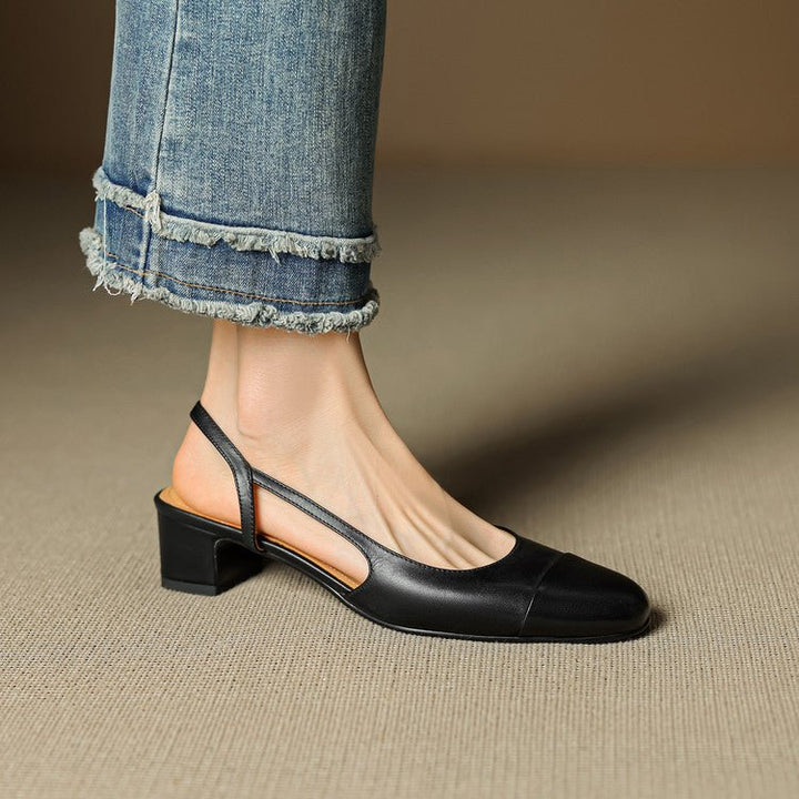 Women's Elegant Leather Pumps for Office Wear in Black