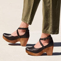Natalie | Women's Elegant Leather Vintage Wedge Pumps