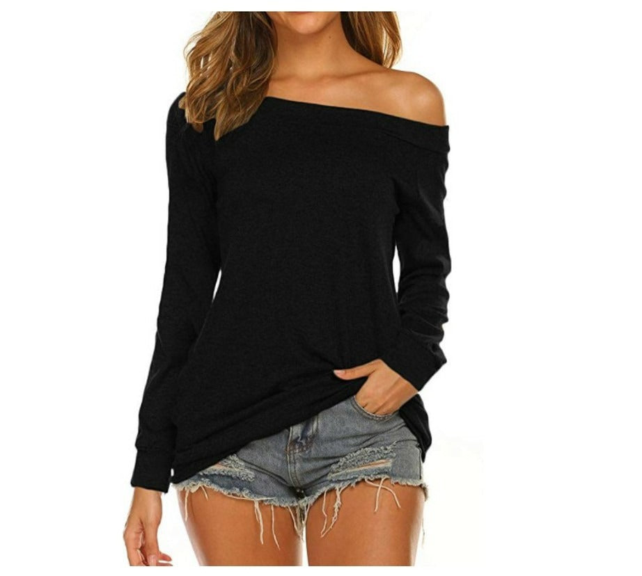 Women's Elegant Long-Sleeve Wool Pullover in Black