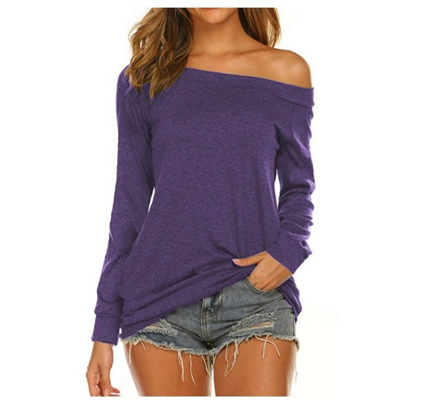 Women's Elegant Long-Sleeve Wool Pullover in Violett