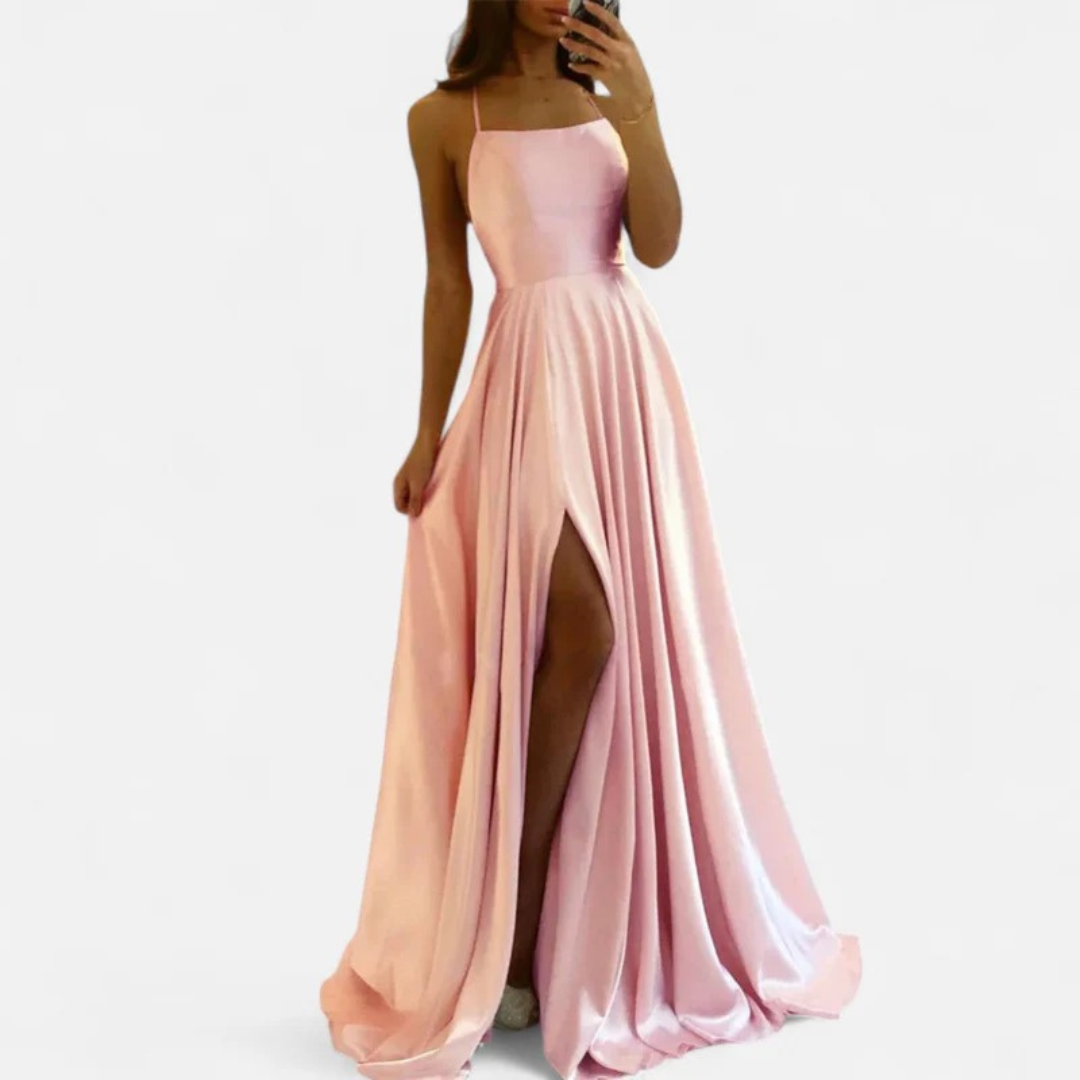 Women's Elegant Maxi Dress for Fall Weddings in Pink