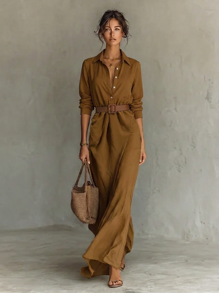Women's Elegant Maxi Evening Dress in Khaki