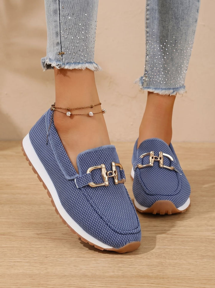 Women's Elegant Memory-Foam Flat Loafers with Support in Blue