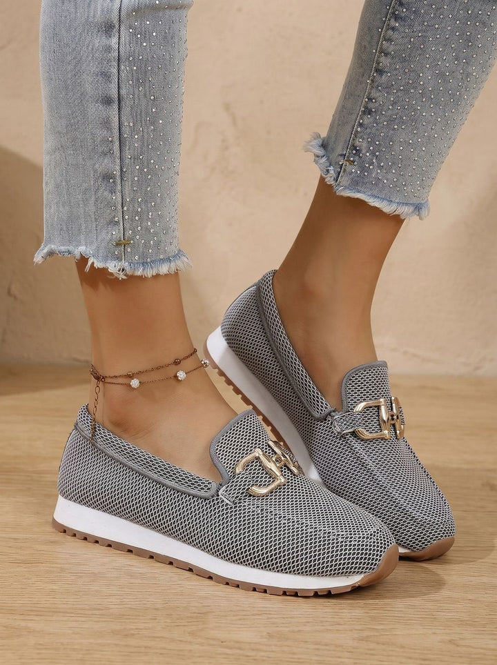 Women's Elegant Memory-Foam Flat Loafers with Support in Grey