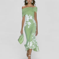Nova | Women's Elegant Midi Dress Off-Shoulder Floral