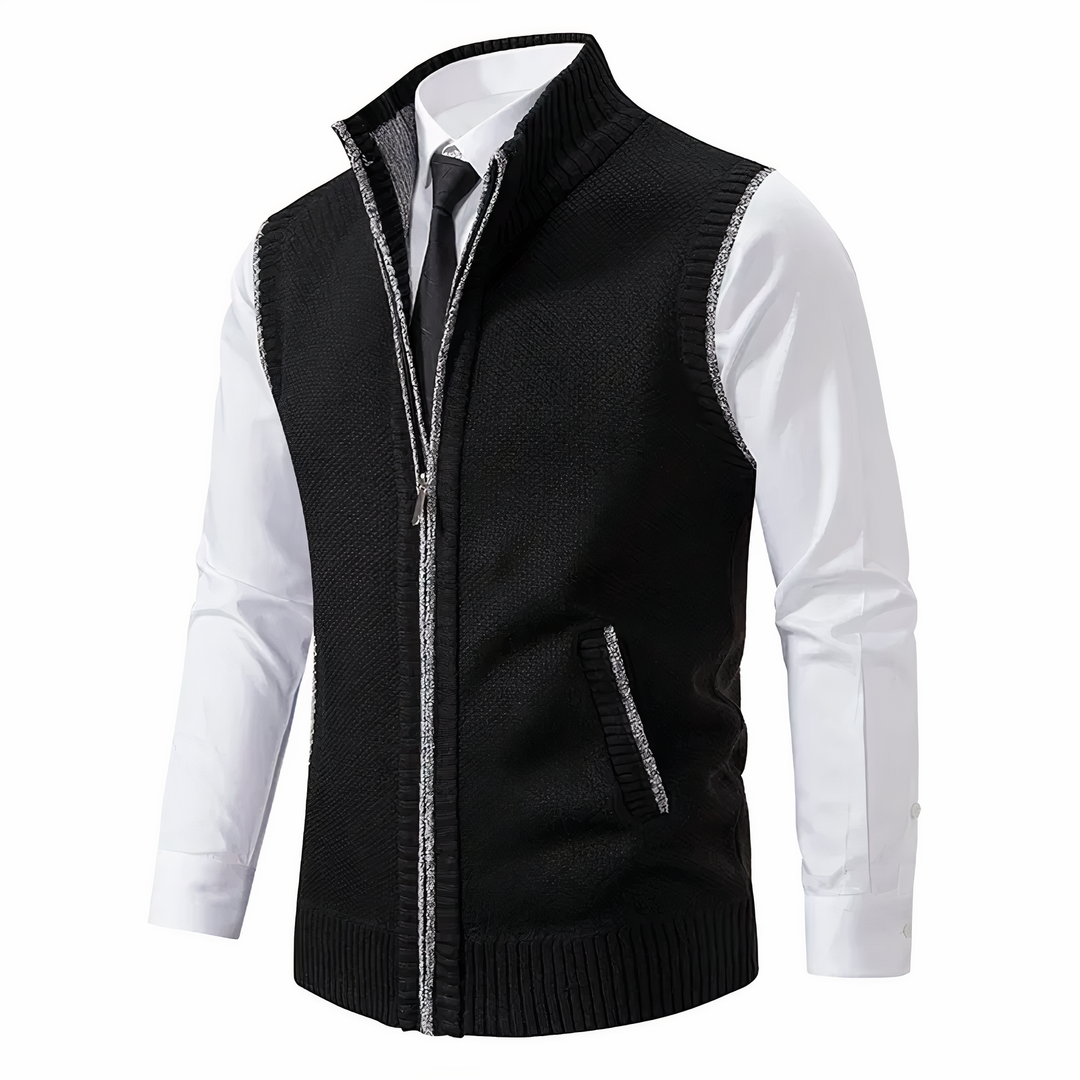 Women's Elegant Sleeveless Fleece Vest for Layering in Black