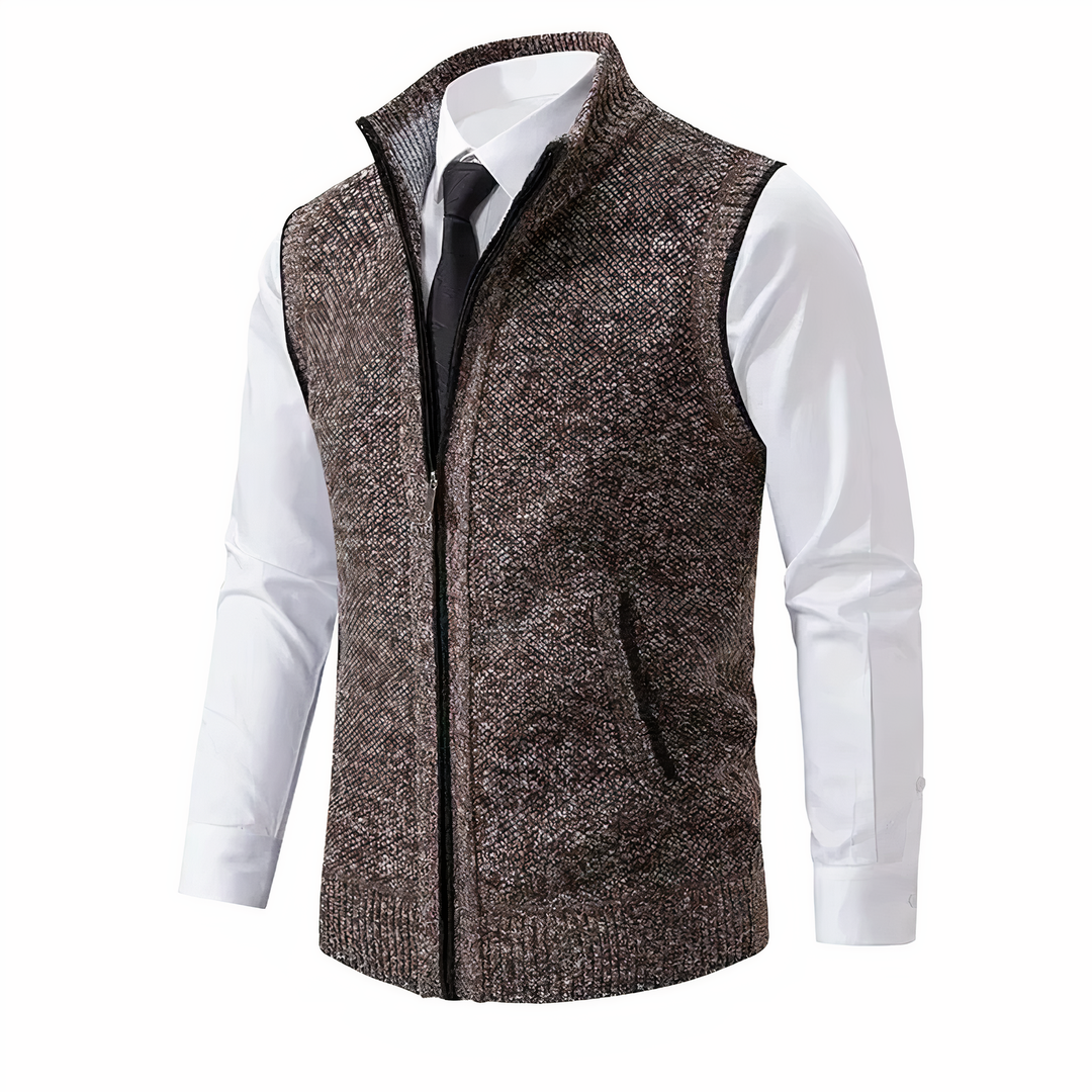 Women's Elegant Sleeveless Fleece Vest for Layering in Brown